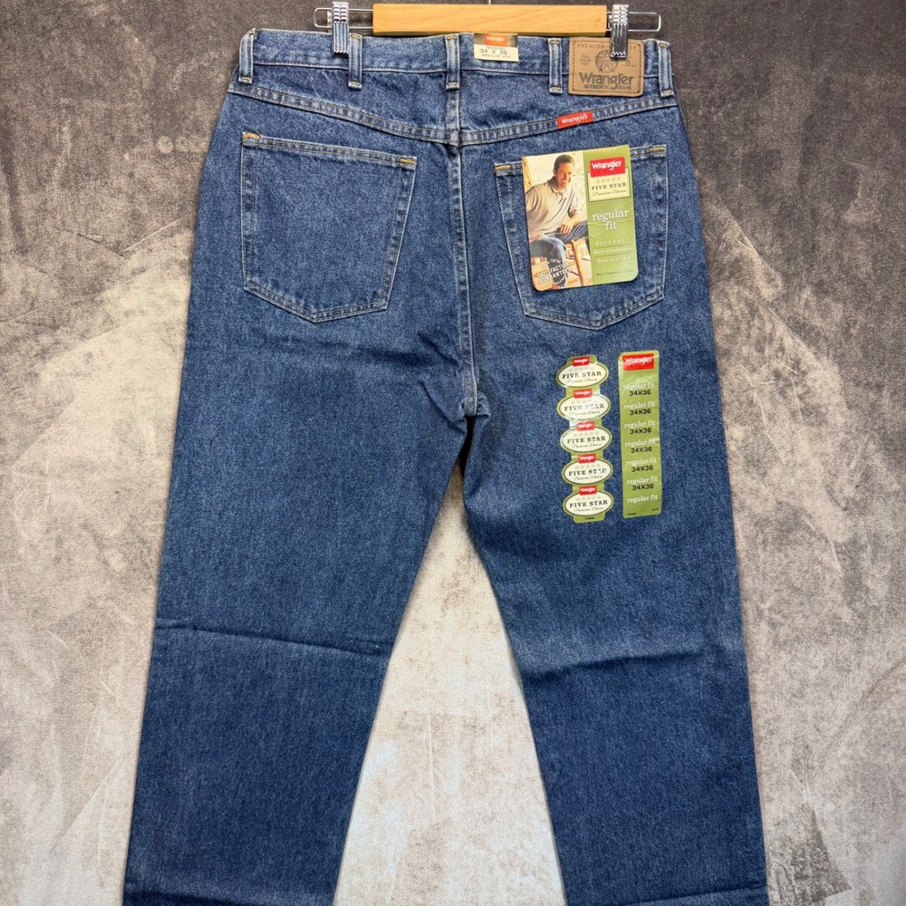 VTG Wrangler Jeans Mens 34x36 Dark Wash Blue Vintage 90s Streetwear Cowboy